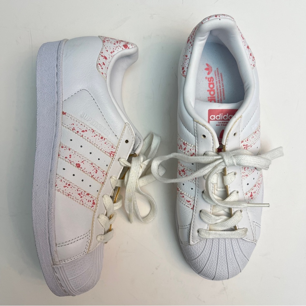*New* Adidas Superstar Sneaker with Pink Splatter Detail, Size 6.5